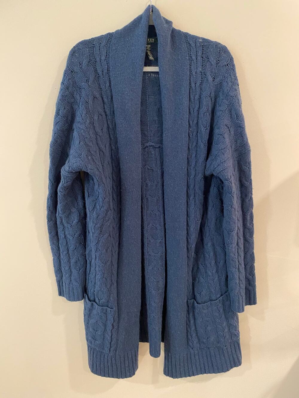 Lauren Ralph Lauren Cable-Knit Wool/Cashmere Cardigan One Size Boho Classic